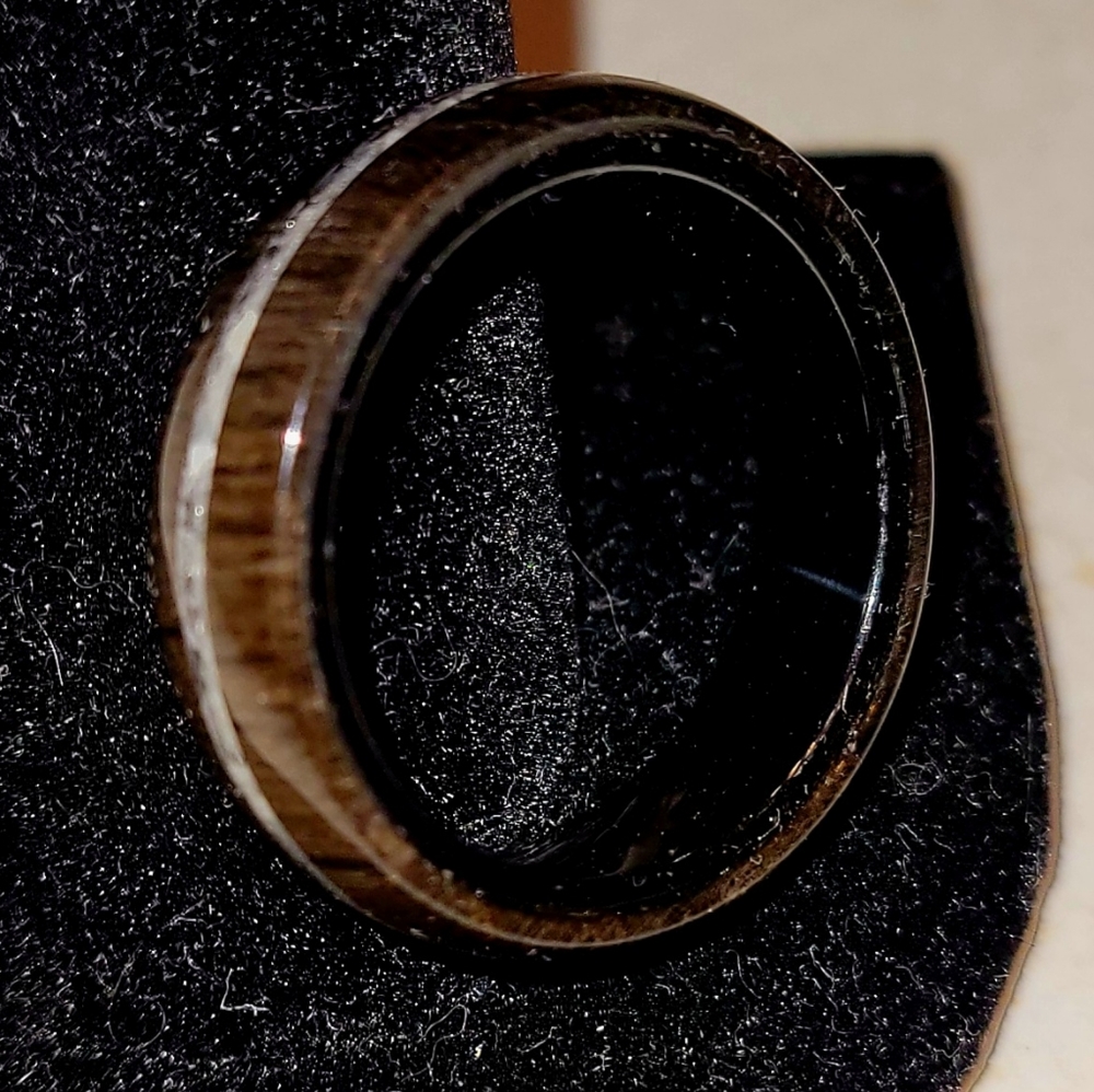 Custom handmade wood and geode ring